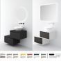 Orabella Drawer asymmetrical 60 - Κρεμαστό Έπιπλο Μπάνιου με λευκή ματ επικάλυψη και βάση με συρτάρια από μελαμίνη δικής σας επιλογής (χωρίς καθρέπτη και νιπτήρα) F70216-70212,W-60
