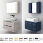 Orabella Solid Surface 90 με δύο Πόρτες - Κρεμαστό Έπιπλο Μπάνιου για επικαθήμενο νιπτήρα και καθρέπτης ντουλάπι σε αποχρώσεις ξύλου με χρωμέ γραμμικά πόμολα F70244-70244,70105,W-90