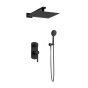Orabella Elegance Black matt - Shower set εντοιχισμού με Μπαταρία λουτρού, εντοιχισμού 2 σημείων, κεφαλή 250x250 με βραχίονα και τηλέφωνο ντουζ με σπιράλ και επιτοίχειο στήριγμα 10305
