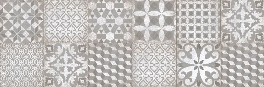 Πλακάκι Ντεκόρ Vintage Μπάνιου / Κουζίνας Πορσελανάτο Silex Hydra Décor Gris 30*90cm AP6390