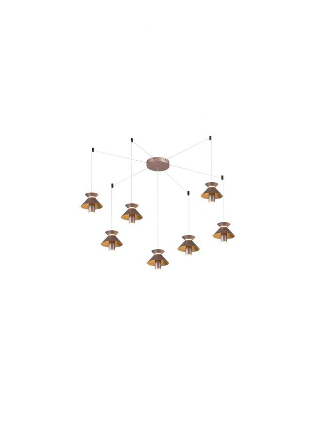 Φωτιστικό Κρεμαστό "Αράχνη" Χρυσαφί Επτάφωτο Led SMD 7x8w 3000K Sun Light 51565P-PALE GOLD