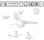 Ανεμιστήρας Οροφής Ø105cm με Φωτισμό,Τηλεχειριστήριο,3 Πτερύγια  Λευκό Ατσάλι-Abs, Γυαλί Οπαλίνα Faro Easy 33415  