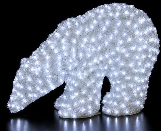 3D Φωτιζόμενη Ακρυλική Αρκούδα Με 750Led Λευκό Φωτισμό Και Μετασχηματιστή Ip44 ,55 X 40(H)cm Lianos L200-003W-3
