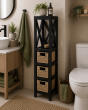 Έπιπλο MDF με 1 Ράφι και 3 Συρτάρια Μαύρο 17x24x82cm MRShome DS-1233000