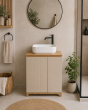 Έπιπλο Νιπτήρα Ξύλινο 62x30x70cm Μπεζ/Καφέ MRShome DS-1379000