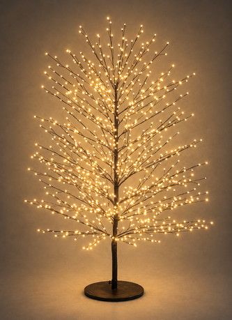 Μάυρο Φωτιζόμενο Δέντρο Με 1500 Led Copper Φωτάκια Θερμού Φωτισμού 2700 Kelvin ,Μετασχηματιστή ip44 Και Dimmer 150(h)cm Lianos 203655