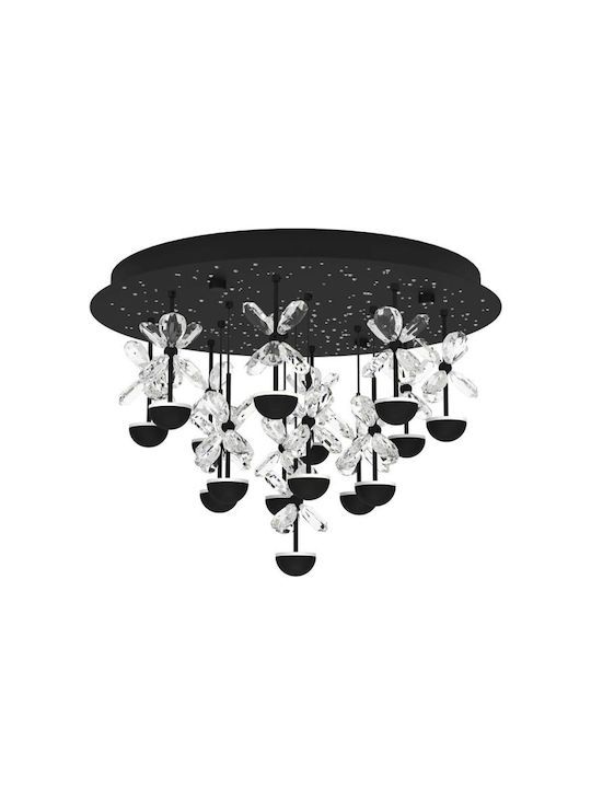 Φωτιστικό Οροφής 50xH36,5cm Μαύρο με Κρύσταλλα LED 15x1,8w 3000K Eglo Pianopoli 2 390275