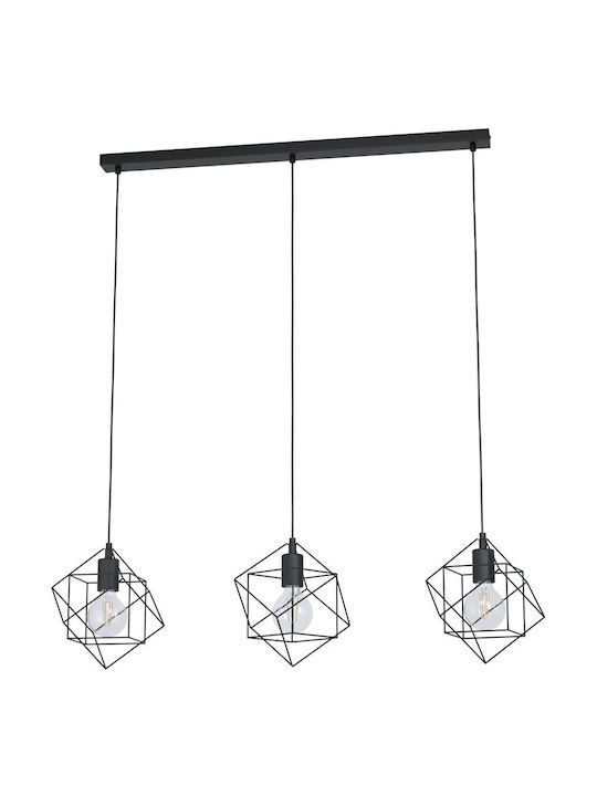 Eglo Straiton Μοντέρνο Κρεμαστό Φωτιστικό Τρίφωτο Πλέγμα με Ντουί E27 σε Μαύρο Χρώμα 43361