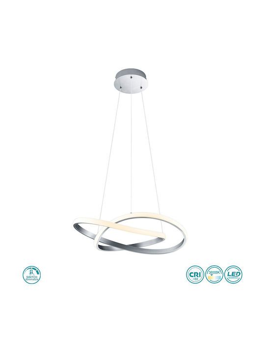 Φωτιστικό Κρεμαστό Ø60xH150m 27,5w Led 3150lm 4000K Μέταλλο Nickel Matt Trio Lighting RL Course R32051407