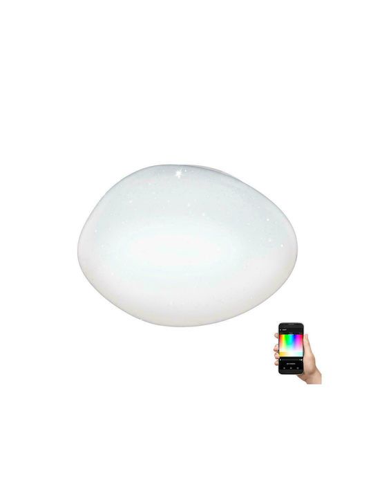 Πλαφονιέρα Οροφής Λευκή 43xH6,2cm LED RGBW 2700-6500K 900lm Εφαρμογή-Τηλεχειριστήριο Eglo Sileras-Z 900128