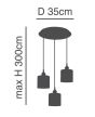 SE21-BR-10-3BL-SH123 MAGNUM FLEX White, Grey,Brown Shade Pendant + HOMELIGHTING 77-9030