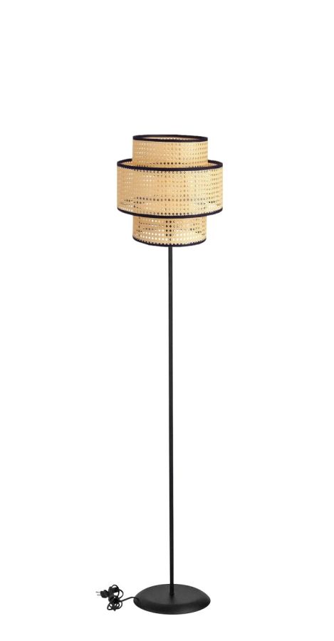 VIENNA FLOOR LAMP BLACK-RATTAN ΟΡΘΟΣΤ. 3-ΠΑΤΟ ΑΜΠΑΖΟΥΡ Heronia 31-1391