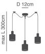 SE21-BL-4-BL3-SH2 ADEPT TUBE Black Pendant Grey Fabric Shade+ HOMELIGHTING 77-8514