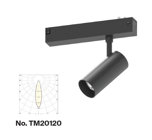 Φωτιστικό spot LED 10W, 3CCT, 24° για μαγνητική ράγα 220V, σε μαύρη απόχρωση D:4,5x10cm TM20120