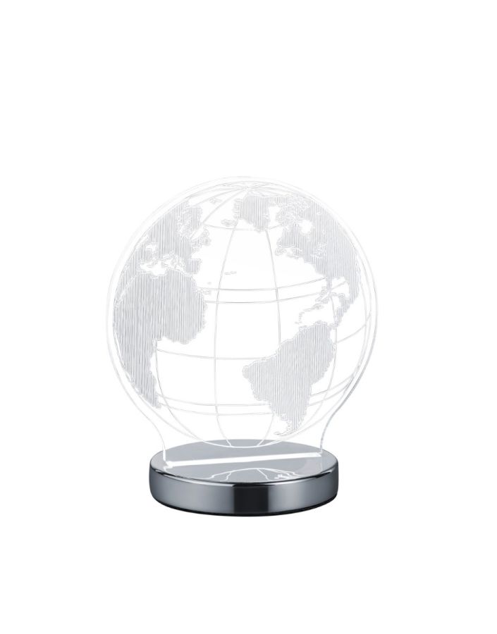 Φωτιστικό Επιτραπέζιο "Υδρόγειος" ,Led 7w 400lm 3000-4000-6000K Μέταλλο Χρωμέ-Ακρυλικό με σχέδια, Trio Lighting Globe R52481106