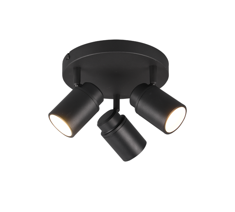 Σποτ IP44 Τρίφωτο Ροζέτα Μαύρο Ματ 20xH15cm 3xGU10 Trio Lighting Angelo 880430332