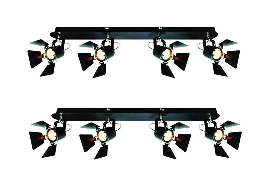GU12015A-4B (x2) Mystik Packet Metal black ceiling lamp with rotating heads+ HOMELIGHTING 77-8866