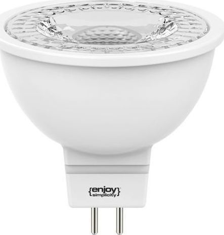  Λαμπτήρας Led Σποτ MR16 5W Λευκό Σώμα 36° 12V  2700K 370lm  Θερμό Λευκό Enjoy EL816370 