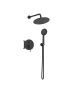 Orabella Terra Black matt - Shower set εντοιχισμού με Μπαταρία λουτρού, εντοιχισμού 2 σημείων, κεφαλή Φ250 με βραχίονα και τηλέφωνο ντουζ με σπιράλ και επιτοίχειο στήριγμα 10272