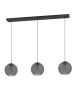 Κρεμαστό Φωτιστικό L125,5xH150cm Τρίφωτη Ράγα 3xE27 Μαύρο Μέταλλο-Γκρι Γυαλί Eglo Arangona 390214