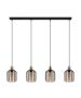 Φωτιστικό Κρεμαστό Τετράφωτο σε Ράγα L1300xΒ165xH1100mm 4xE27 Μαύρο-Μπρονζέ Ατσάλι, Γυαλί Μελί  Eglo Chisle 43528
