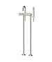 Horus Minoé Contemporary Collection - Complete Thermostatic Bath-shower Mixer with Pipes for Free Standing Bath - Satin Brass 47.798-LS