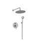 Orabella Terra Brushed nickel - Shower set εντοιχισμού με Μπαταρία λουτρού, εντοιχισμού 2 σημείων, κεφαλή Φ250 με βραχίονα και τηλέφωνο ντουζ με σπιράλ και επιτοίχειο στήριγμα 10318