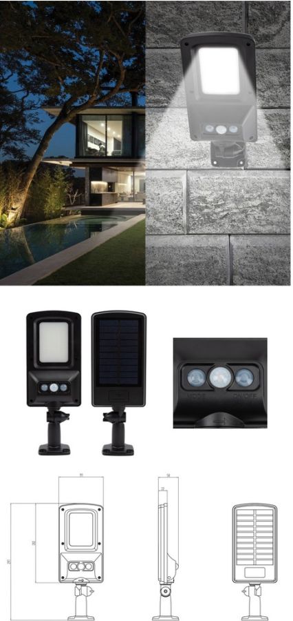 Led Ηλιακό Φωτιστικό Με Αισθητήρα Φωτός 14 x 9cm Lianos 62350