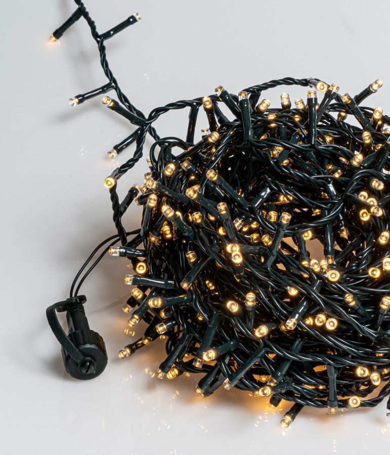 800Led Φωτάκια Με Επέκταση Και Μετασχηματιστή ,Πράσινο Καλώδιο/Θερμό Λαμπάκι , (3cm Απόσταση) 24 Μέτρα , (Kelvin 2.500 - 3.000) , Με Καρούλι Αποθήκευσης Lianos 80111