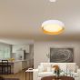 ARTE ILLUMINA ΦΩΤΙΣΤΙΚΟ ΚΡΕΜΑΣΤΟ ΣΤΡΟΓΓΥΛΟ LED 50W 3000Κ Φ60X11 ΛΕΥΚΟ/ΞΥΛΟ ΔΡΥΣ Eurolamp 144-17024