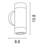 ΑΠΛΙΚΑ ΤΟΙΧΟΥ UP-DOWN ΣΤΡΟΓΓΥΛΗ ΠΛΑΣΤΙΚΗ IP65 GU10 ΜΑΥΡΟ ARTE ILLUMINA Eurolamp 145-82055
