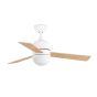 Ανεμιστήρας Οροφής Small Ø102cm 47w με Φωτισμό 2*Ε14,Κορμός Λευκό, Τρία Πτερύγια Λευκό+ΣφένδαμοςΑντιστρεφόμενα,Remote Control,Faro Cebu 33606