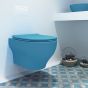 Λεκάνη κρεμαστή με κάλυμμα Urea Αntibacterial Slim Soft Close Olympia Clear Rimless Turquoise Matt 50124-50125