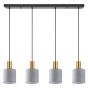 SE21-GM-4-4BL-SH2 ADEPT TUBE Gold Matt Pendant Grey Fabric Shade+ HOMELIGHTING 77-8609