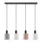 SE21-BL-4-4BL-SH123 ADEPT FLEX Black Pendant White, Grey, Brown Fabric Shade+ HOMELIGHTING 77-8917