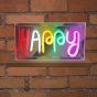 Φωτιζόμενη Κορνίζα Neon Led Strips Happy 230x40x127mm 10w 5V 2A USB Καλώδιο 1m Enjoy EL131209