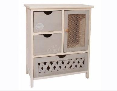 Έπιπλο 51x30x61cm Εκρού-Γκρι  2 Συρταράκια-1 Συρτάρι & 1 Ντουλαπάκι με Πλέγμα Etoile No1 BB283