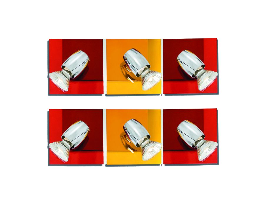 GU1094J-3B (x2) Colours Spot Packet Chrome metal rotating spot with decorative red and yellow g HOMELIGHTING 77-8863