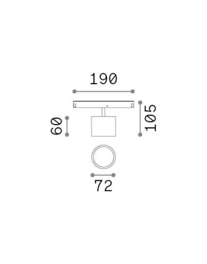EGO TRACK SINGLE BIG 10W 3000K ON-OFF BK Ideal Lux 300764