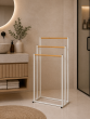 Επιδαπέδια Κρεμάστρα 3 Θέσεων Μεταλλική με Bamboo 45x23x85cm White/Natural MRShome DF-0030000