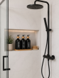 Σετ Μπάνιου με 3 Dispenser σε Δίσκο Μπαμπού Black MRShome DF-0073000