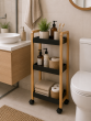 Ραφιέρα Bamboo/MDF με 3 Ράφια Φυσική/Μαύρη με Ροδάκια 28.5x21x79cm MRShome DS-1139000