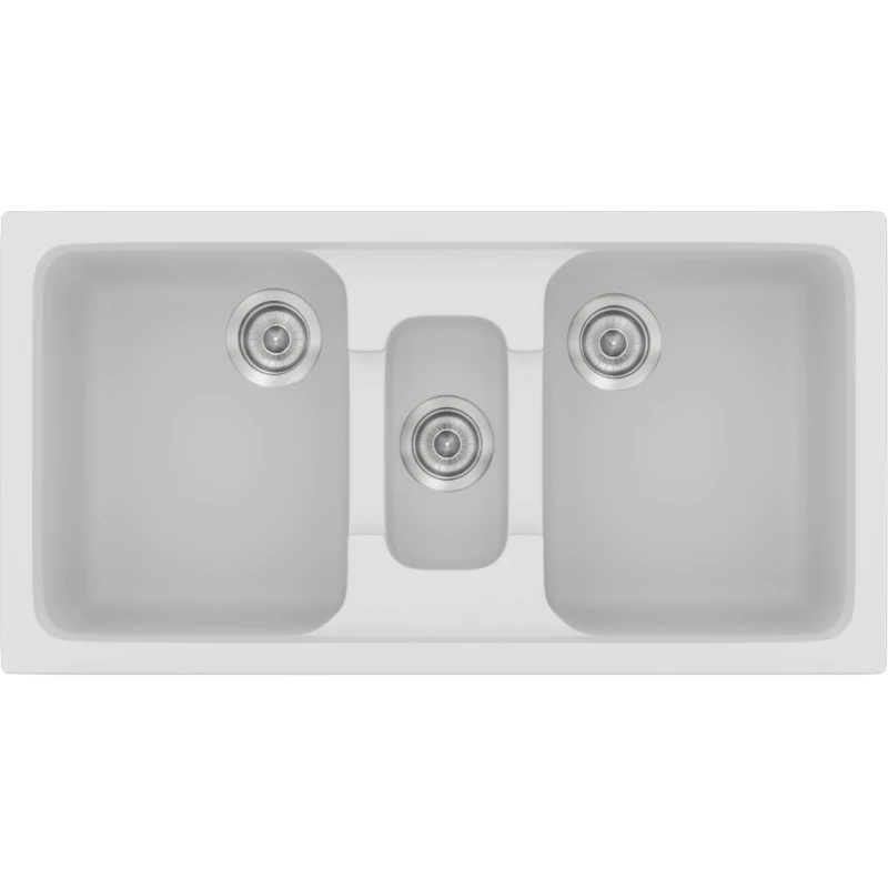 Νεροχύτης Κουζίνας Συνθετικός 97x51εκ. Ένθετος σε ερμάριο 100 εκ.Χρώμα White Sanitec Classic 325-00