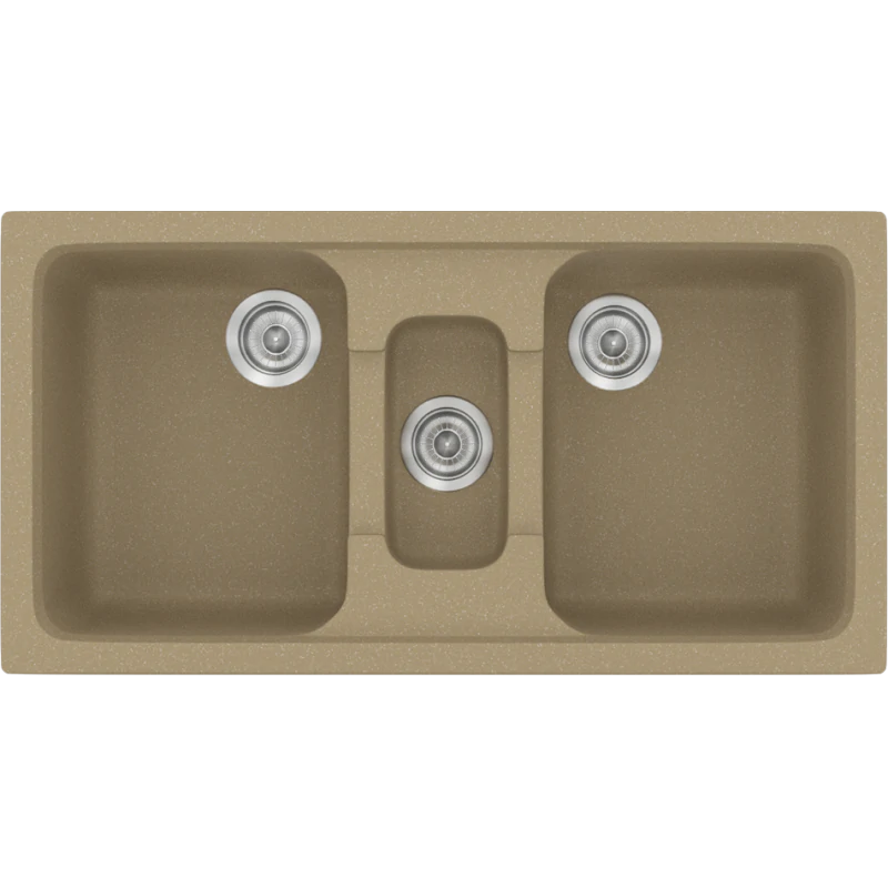 Νεροχύτης Κουζίνας Συνθετικός 97x51εκ. Ένθετος σε ερμάριο 100 εκ.Χρώμα Metallic Cream Sanitec Classic 325-15