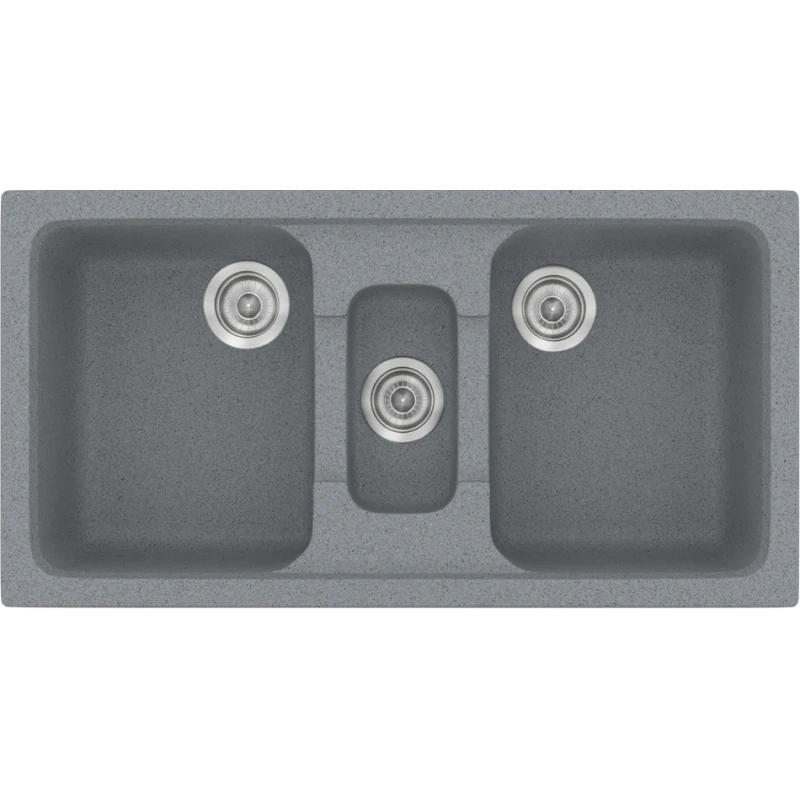 Νεροχύτης Κουζίνας Συνθετικός 97x51εκ. Ένθετος σε ερμάριο 100 εκ.Χρώμα Metallic Silver Sanitec Classic 325-17