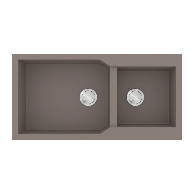 Νεροχύτης Κουζίνας 98x50cm με δύο γούρνες Ένθετος σε ερμάριο 100 εκ. Γρανίτης Sanitec 803-34-Sienna