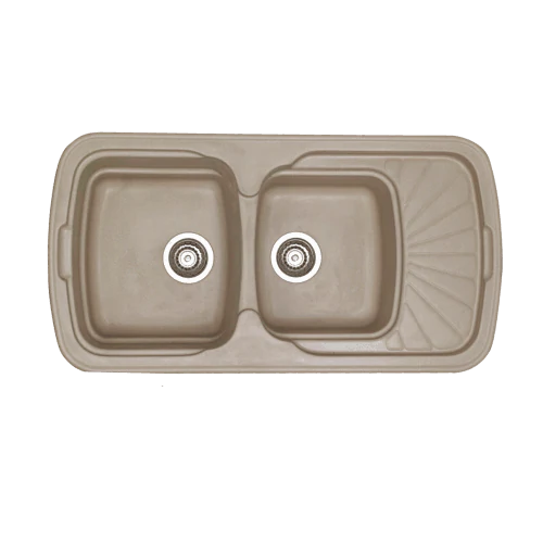 Νεροχύτης Κουζίνας Συνθετικός 96*51 εκ. Ένθετος σε ερμάριο 80 εκ. Δύο γούρνες & Ποδιά Sanitec Classic 304 