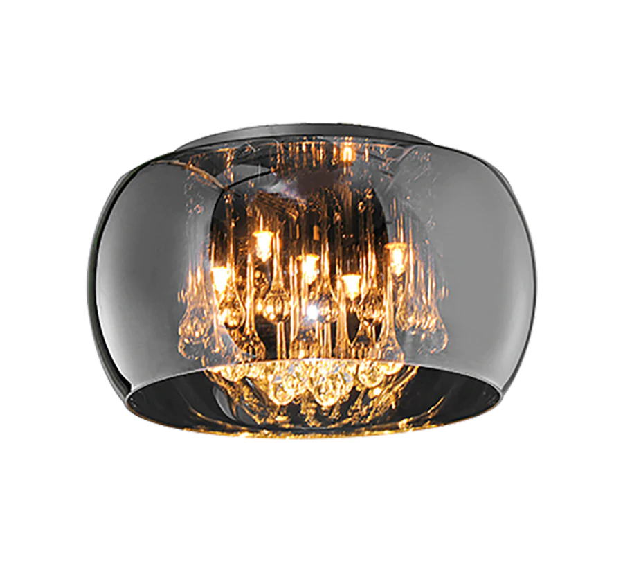 Φωτιστικό Οροφής Ø40xH22cm Πεντάφωτο 5xG9 Φιμέ Γυαλί Trio Lighting Vapore 611210506