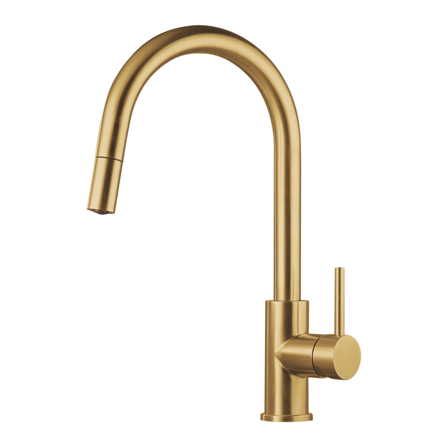 Μπαταρία Νεροχύτη Με Συρόμενο Ντους & Σπιράλ Gold Brushed PVD Eurorama 702600-211